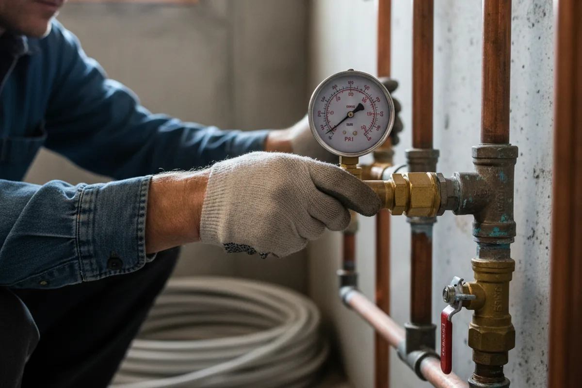 Pressure testing a repaired line during Water Line Repair in Berkeley Heights